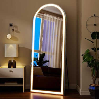 VooBang 56"x21" LED Arched Mirror Full Length with Dimmable Lights - color: White, size: 56"L x 21"W