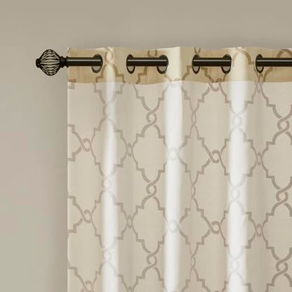 Madison Park Fretwork Print Window Curtain 1 Panel, 50x84 Beige/Gold - color: Beige/Gold, size: 50"W x 84"L (Pack of 1)