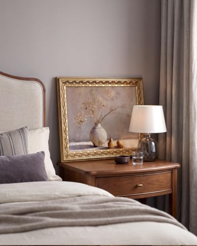 VIYYIEA Gold Frame Botanical Wall Art, Wildflower Canvas Print 11x14 Inch - color: Dried pear flowers