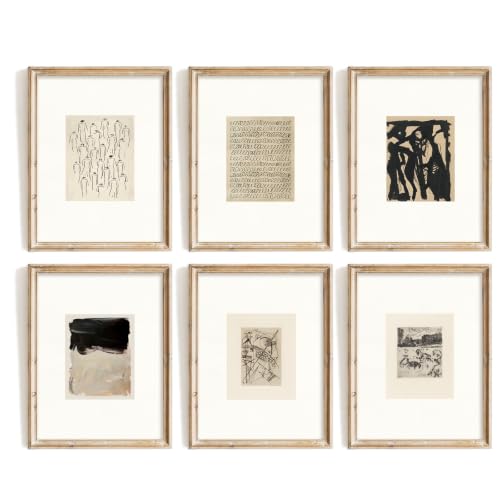 SQGGZH Vintage Beige & Black Gallery Wall Art Set, Retro Gallery Wall Set of 6, Antique Home Decor, Farmhouse European, French Country Wall Decor, Vintage Posters For Room Aesthetic, Rustic Botanical Prints Landscape Oil Painting for Gallery, Office, Home