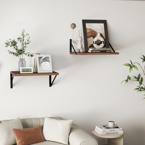 Heimlove 40W x 12D Deep Floating Shelves Set of 2 Walnut - color: Walnut With Black Metal Bracket, size: 40Wx12Dx5.8H