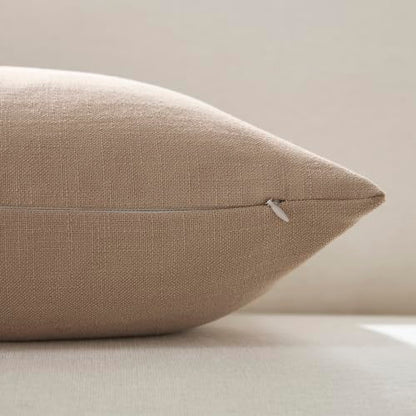 Meekio Linen Blend Throw Pillow Covers 18x18 Set of 2, Camel - color: Camel, size: 18" x 18" (Pack of 2)