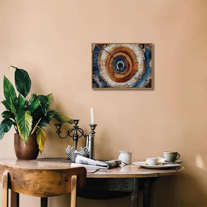 BingruiArt Faux Wood Tree Ring 05 Canvas Wall Art 12x16 Framed - color: Tree Ring - 05, size: 16"L x 12"W