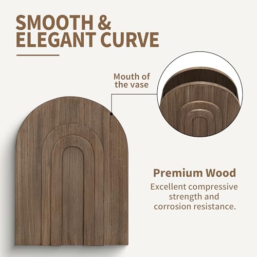 2 Pack Natural Wooden Wall Vase Set for Pampas Grass and Dried Flowers - color: Natural-natural