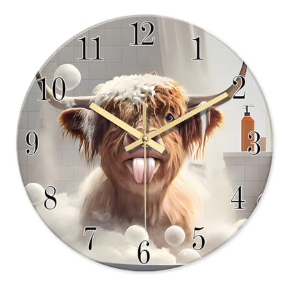 XNM Rustic Brown Glass Animal Wall Clocks Battery Operated 12 Inch - color: Brown, size: 12 Inch