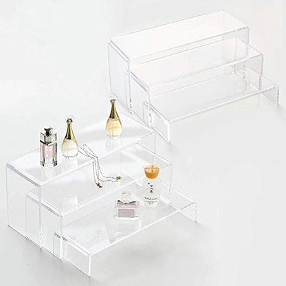 ANDGOO Display Risers, 6 Pcs(7.9”L-8.3”L-8.7”L) Rectangular Clear Acrylic Showcase Collectibles Display Stands Suitable for Retail Shoe Showcase Jewelry Funko Pop Figures - color: Clear, size: 6Pcs (7.9”L~8.3”L~8.7”L)