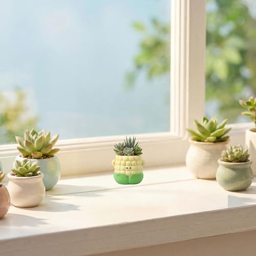 Cloud-Shaped Small Succulent Planters, 3.4''Dog Cute Plant Pots with Drainage Holes Funny Mini Resin Flower Pots for Indoor Outdoor Home Office Gifts (Corn) - style: Corn