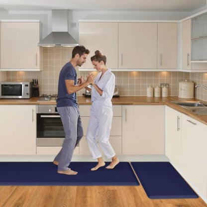 HappyTrends 2 PCS Kitchen Mat Cushioned Anti-Fatigue Floor Mat, Heavy Duty - color: Navy, size: 20"x30"+20"x60"