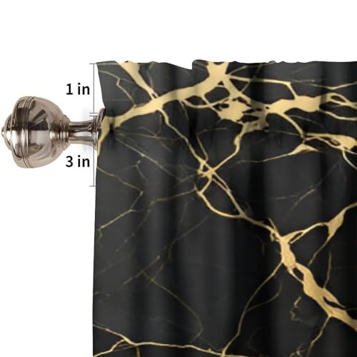 Gold Black Marble Valance, Modern Luxury Vinatge Marbling Abstract Ink Art Painting Blackout Short Window Curtain Treatment for Kitchen Bedroom Cafe Living Room, 54x18inch - color: Marble-11