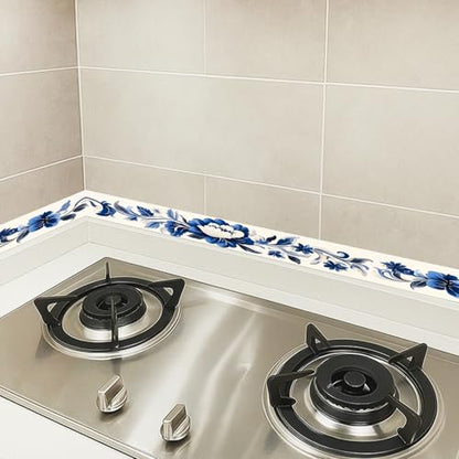 HOMETITUTE Peel and Stick Wallpaper Border 4x196in Blue Floral Pattern - color: blue flowers