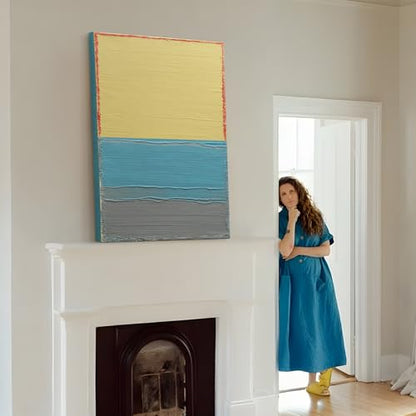 Modern Abstract Canvas Wall Art for Living Room, 3D Textured Oil Painting - color: Yellow, size: 24"L x 36"W