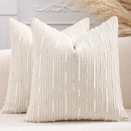 Boho Jacquard Throw Pillow Covers 20x20 Set of 2 Beige Khaki Grey - color: Beige+khaki+grey, size: 20" x 20" (Pack of 2)