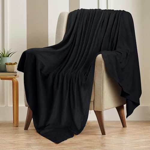 Utopia Bedding 100% Cotton Thermal Blanket Black Twin, 90x72 Inches - color: Black, size: Twin