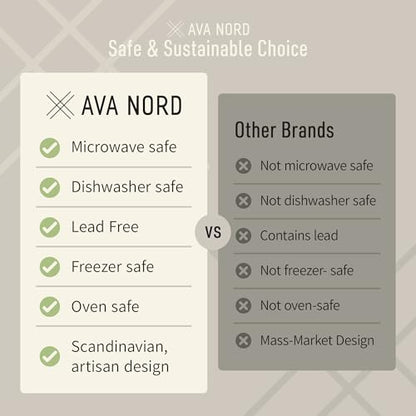 Ava Nord Stoneware Ceramic Cereal Bowls Set of 4, 21 oz | Lead-Free, Cadmium-Free | Microwave and Dishwasher Safe | For Soup, Salad, Rice, Dessert, Ice Cream | Nordic Design | Terracotta/Sage Ash