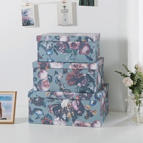 Soul & Lane - Elegance in Bloom Decorative Boxes with Lids, Set of 3 - color: Elegance in Bloom