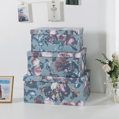 Soul & Lane - Elegance in Bloom Decorative Boxes with Lids, Set of 3 - color: Elegance in Bloom