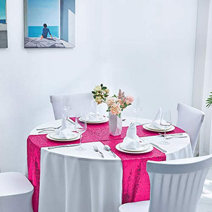 Pufogu 12 x 72 inches Hot Pink Sequin Table Runner, 2 Packs - color: Hot Pink