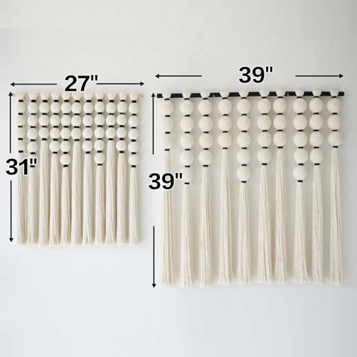 Macrame Wall Hanging Sphericity Textile Fiber Yarn Art Handmade 27"W*31"L - color: Beige Medium