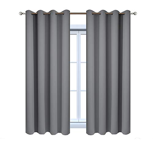 Yakamok Grey Room Darkening Curtains 52x63 inch Gray Grommet-Living Room - color: Grey, size: 52"W x 63"L (Pack of 2)