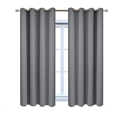 Yakamok Grey Room Darkening Curtains 52x63 inch Gray Grommet-Living Room - color: Grey, size: 52"W x 63"L (Pack of 2)