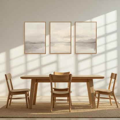 LHIUEM Large Abstract Neutral Beige Pastel Framed Canvas Wall Art-16"x24"x3 - color: Abstract Neutral Beige Pastel Wall Art, size: 24"L x 16"W