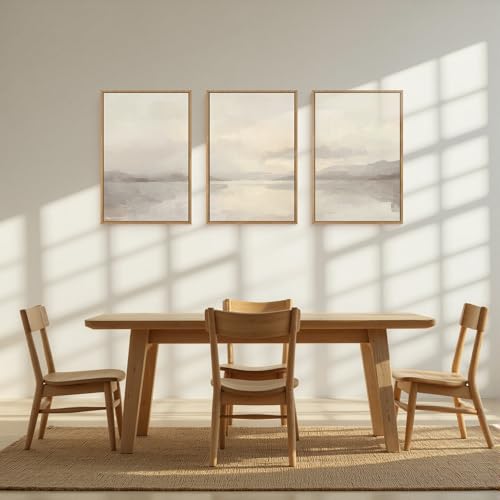 LHIUEM Large Abstract Neutral Beige Pastel Framed Canvas Wall Art-24"x36"x3 - color: Abstract Neutral Beige Pastel Wall Art, size: 36"L x 24"W