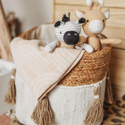 Crane Baby Fabric Round Nursery Storage Basket, Cotton & Jute , 13" x 12" - size: 13 x 12 Inches, style: Jute
