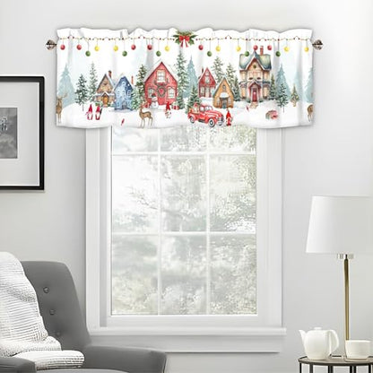 Christmas Kitchen Curtains Valances for Windows, 60x18 Inch 1 Panel - color: Christmas-lst-sd0691, size: 60"W x 18"L (Pack of 1)