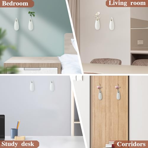 White Ceramic Wall Vases, Set of 2, 5.9 Inch, Teardrop Design - color: 2pcs-small