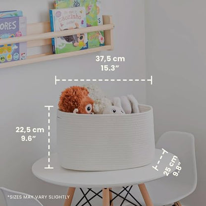 OrganiHaus Cotton Rope Baskets for Shelves, Set of 3, 15x9x10 - color: Full Off-White