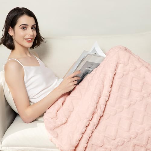 Aganear Fleece Throw Blanket for Couch Sofa 60"x80" Pink - color: Pink, size: Twin(60×80in)