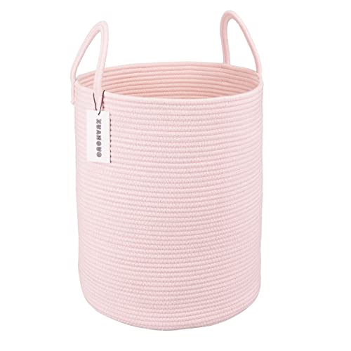 XUANGUO Cotton Rope Laundry Basket Hamper for Girls Kids Baby Nursery Pink - color: pink, size: Regular