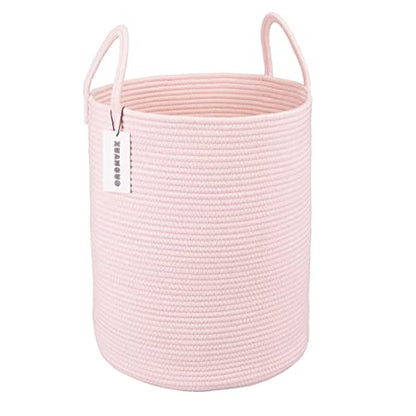 XUANGUO Cotton Rope Laundry Basket Hamper for Girls Kids Baby Nursery Pink - color: pink, size: Regular