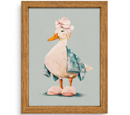 Framed Cute Duck Canvas Wall Art Poster Prints Bathroom 8×10In 1P Be Hung - color: bathroom-6, size: 8×10in