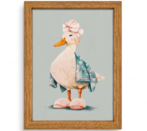 Framed Cute Duck Canvas Wall Art Poster Prints Bathroom 8×10In 1P Be Hung - color: bathroom-6, size: 8×10in