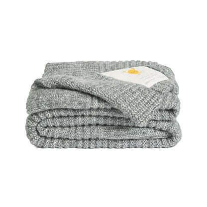 UnHide Melange Knit Blanket, Textured and Ultra-Soft Wool Throw Blanket - color: Silver Fox, size: Melange Wool (60" x 80")