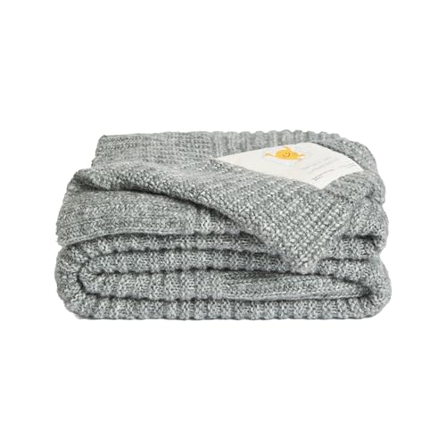 UnHide Melange Knit Blanket, Textured and Ultra-Soft Wool Throw Blanket - color: Silver Fox, size: Melange Wool (60" x 80")