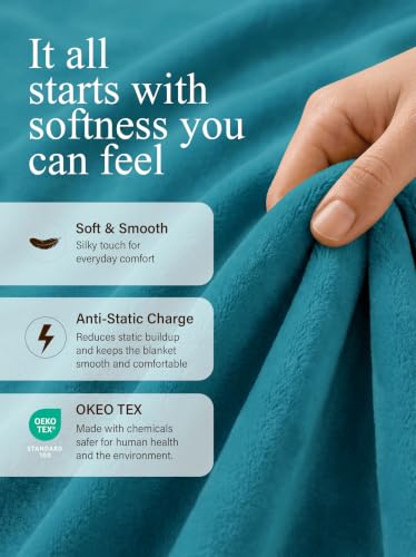 Utopia Bedding Soft Fleece Bed Blanket Throw Size Turquoise (50x60 Inch) - color: Turquoise, size: Throw (50x60 Inch)