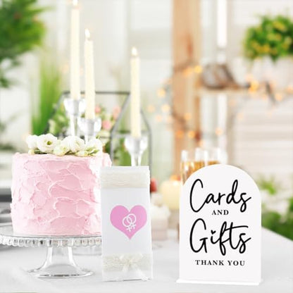 Acrylic Wedding Sign Cards and Gifts Sign for Wedding Wedding Signs for Ceremony Modern Calligraphy Arch Acrylic Table Top Sign for Wedding Reception and Event Party Table(white） - color: Cards and Gifts