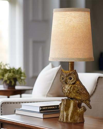 Small Table Lamp for Bedroom, 14.25" Farmhouse Resin Gold Nightstand Lamp - color: ‏‏‎ ‎Gold