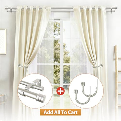 TONIAL 1 Inch Double Curtain Rods for Windows, 72 to 144 Inch, Silver - color: Silver, size: 72-144"