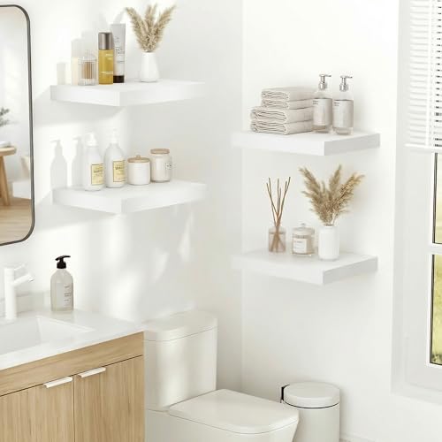 Vivelove 10x10 Inches Floating Shelves Wall Mounted Set of 2, White - color: White, size: 10.2”wx10.2”dx1.5”h