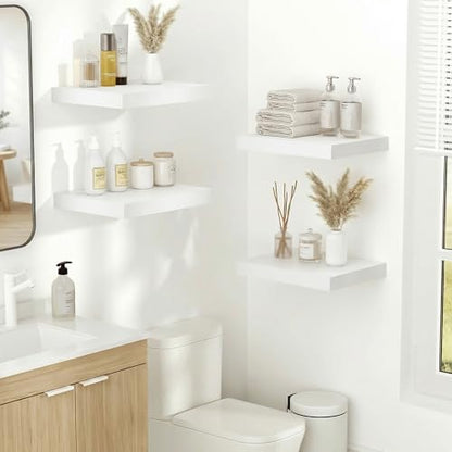 Vivelove 10x10 Inches Floating Shelves Wall Mounted Set of 2, White - color: White, size: 10.2”wx10.2”dx1.5”h