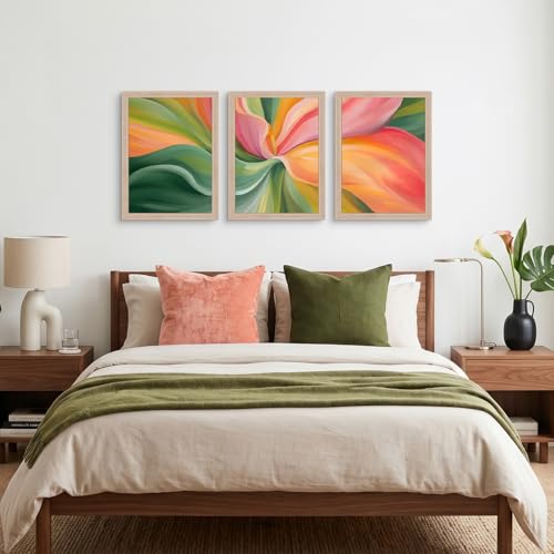Framed Abstract Floral Canvas Wall Art 3 Pcs Botanical Decor 12x16 Inch