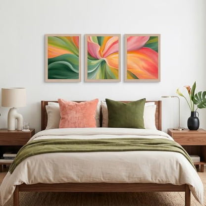 Framed Abstract Floral Canvas Wall Art 3 Pcs Botanical Decor 12x16 Inch