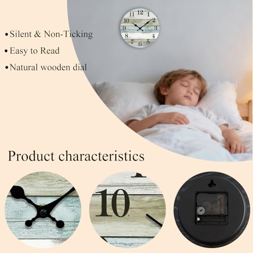 10 Inch Beach Wall Clock, Silent Non-Ticking Battery Operated - color: Blue, size: 10 Inch