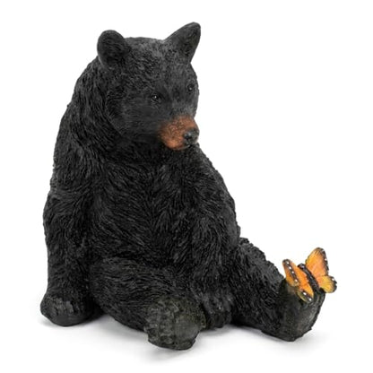 The Bridge Collection Decorative Black Bear Figurine with Butterfly Friend
