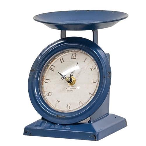 First of a Kind Vintage Scale Clock - Vintage Tabletop Clock for Farmhouse - Mid-Century Style, Metal Vintage Scale Clock for Kitchen & Living Room Decoration (Navy) - color: Navy