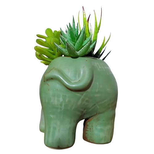 Cute Animal Elephant Shaped Ceramic Succulent Cactus Air Plant Flower Pots Planters-Plant Not Included (6.7 Inch) - size: 6.7 Inch