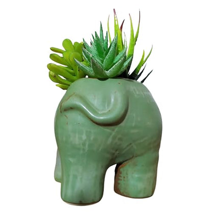 Cute Animal Elephant Shaped Ceramic Succulent Cactus Air Plant Flower Pots Planters-Plant Not Included (6.7 Inch) - size: 6.7 Inch